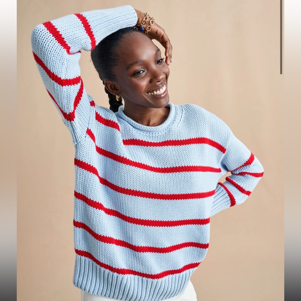 La Ligne Marina Sweater in size XXS in periwinkle / poppy.